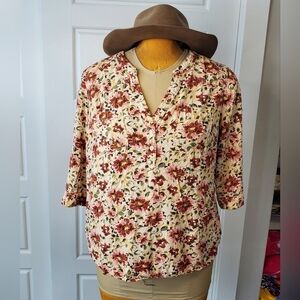 Torrid Floral Blouse - Red and Cream